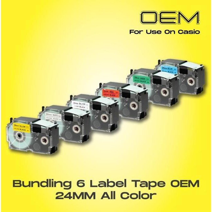 

Bundling 6 Color Tape Label 24Mm For Use On Casio New Stok