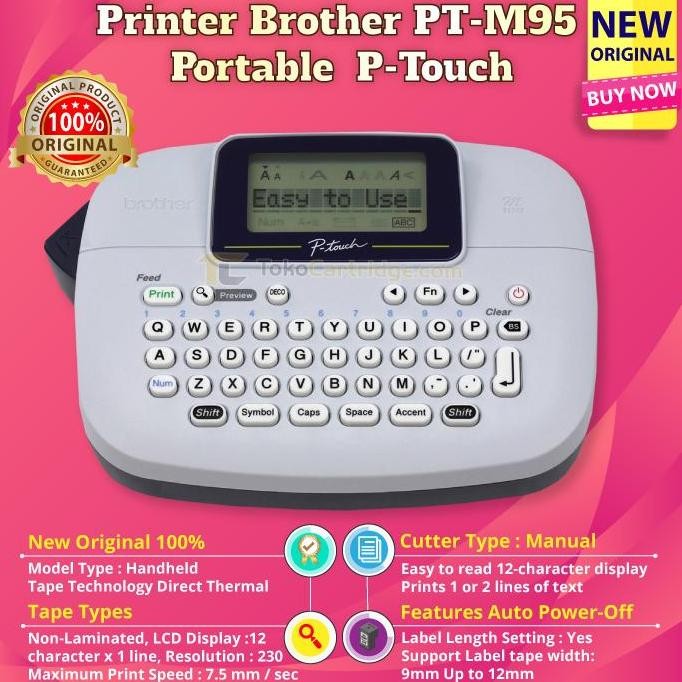 

Printer Brothr Pt-M95 Handy Label Maker Portable P-Touch New New Stok