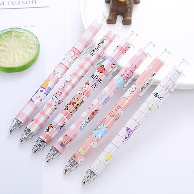 

GTT Pulpen Gel 0.5mm 6 Pcs Karakter Kartun Lucu Bolpoin Model Cetekan SM