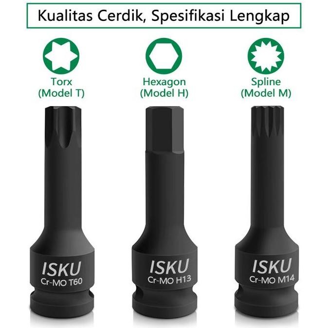 New Set Mata Shock ISKU 10pcs Impact Hex Star Spline Torx Kunci Bintang Motor