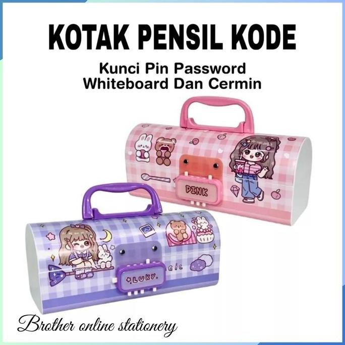 

New Kotak Pensil Plastik BOS Kode + Kunci Pin | Tempat Pensil Organizer Whiteboard Unik