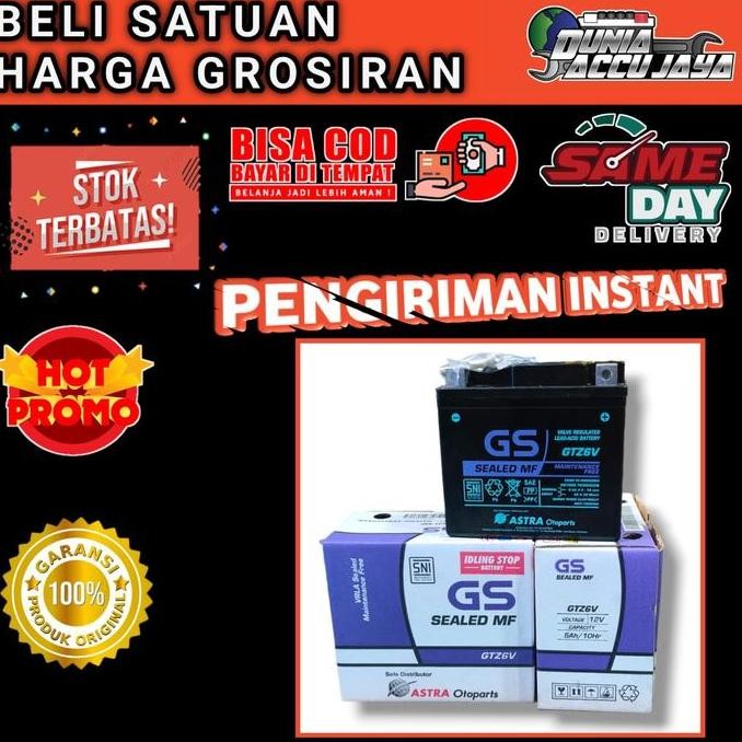 Aki Gs Astra Gtz6V 12V 5Ah Original Motor Matic Idling Stop Pcx Beat Vario Scoopy Cbr Sonic Original