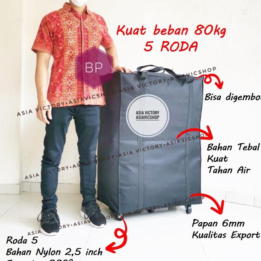 Tas Travel Barang Belanja Bp Roda 5 Troli Trolley Koper Ping Bag Lipat Foldable Reusable