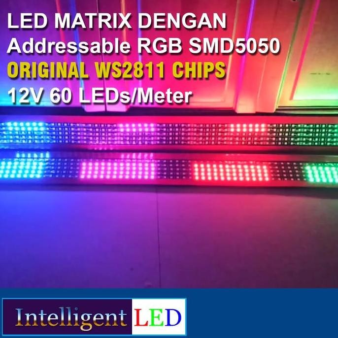 (Terlaris) Addressable Rgb Smd5050 Original Ws2811 12V 60 Leds/Meter Black Pcb (Best Seller)