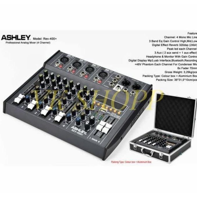Mixer Audio Ashley Rev400+/Rev 400+ 4 Channel Usb-Bluetooth Original Hemat