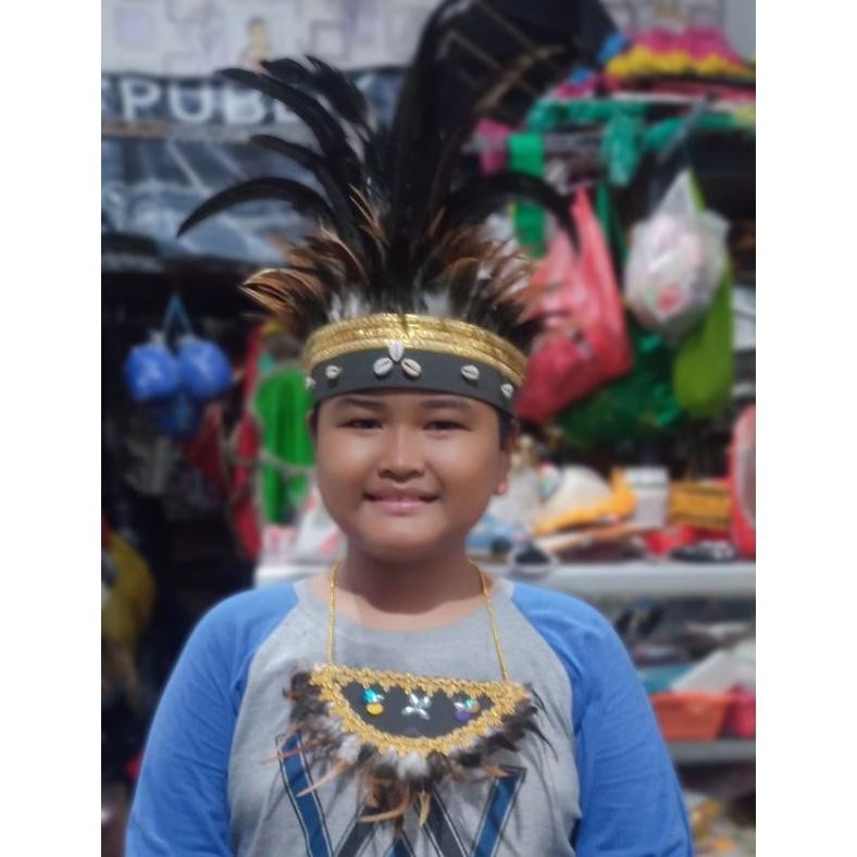 Jg-56 Topi Mahkota Bulu Adat Dayak Adat Papua Etnik Nusantara