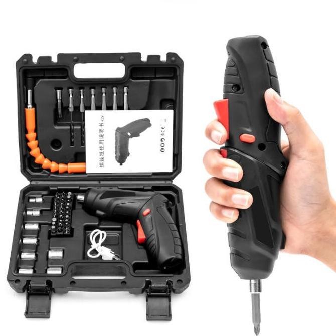 bor cordless mini set 48pcs screwdriver rechargeable serbaguna bor baterai praktis berkualitas