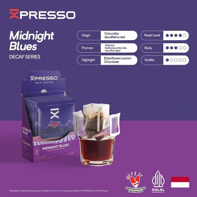 

READY XPRESSO DRIP BAG COFFEE MIDNIGHT BLUES - KOPI DRIP ISI 5 SACHET