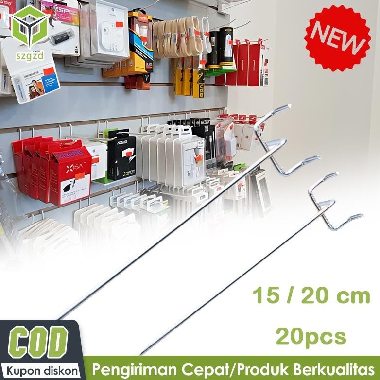 Szgzd 20pcs Hook Ram Gantungan Besi Display Barang Ukuran 1520cm Untuk Display Barang  Hook Ram Gant