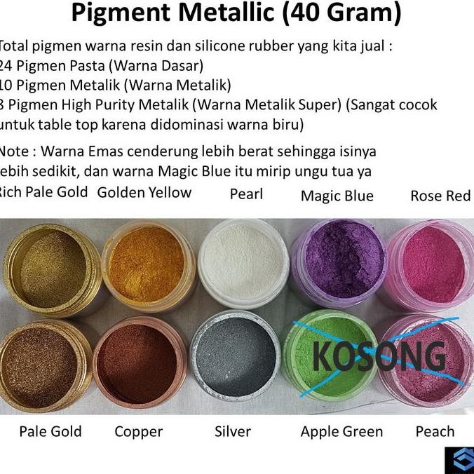 

Original Pigmen Metallic Powder 40gr - Bubuk Pewarna Resin Metalik Efek Kilau