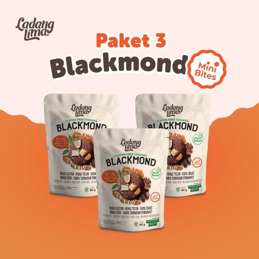 

READY STOCK 3 pcs - Blackmond 80g Mini Bites Ladang Lima [Cookies Gluten Free With Protein Snack Sehat] ORI!