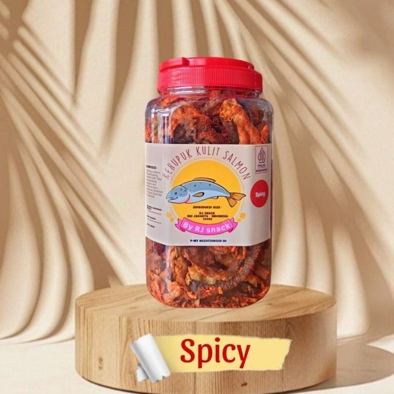 

READY STOCK Kerupuk Kulit Ikan salmon Rasa Spicy Toples Jumbo 220gr Cemilan Kriuk Sehat Murah ORI!
