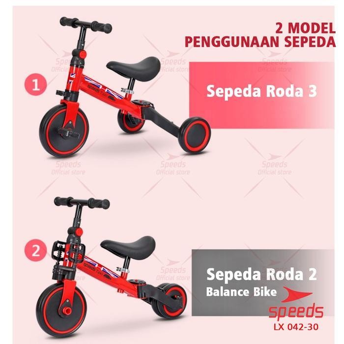 Sepeda Anak 2In1 Sepeda Mini Speeds Taxi Balance Bike Push Bike 042-30 Original Dan Terpercaya