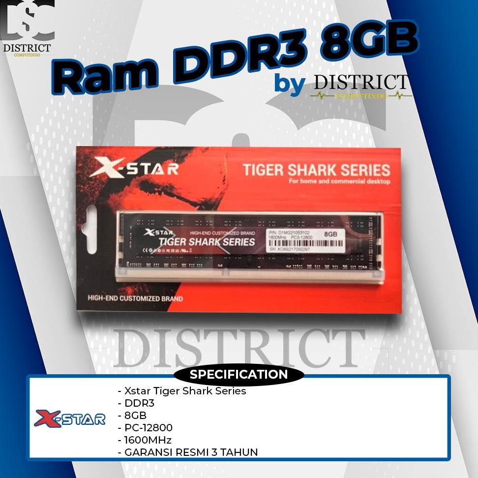 Memory Komputer RAM DDR3 8GB Xstar PC-12800 1600MHz Nugi