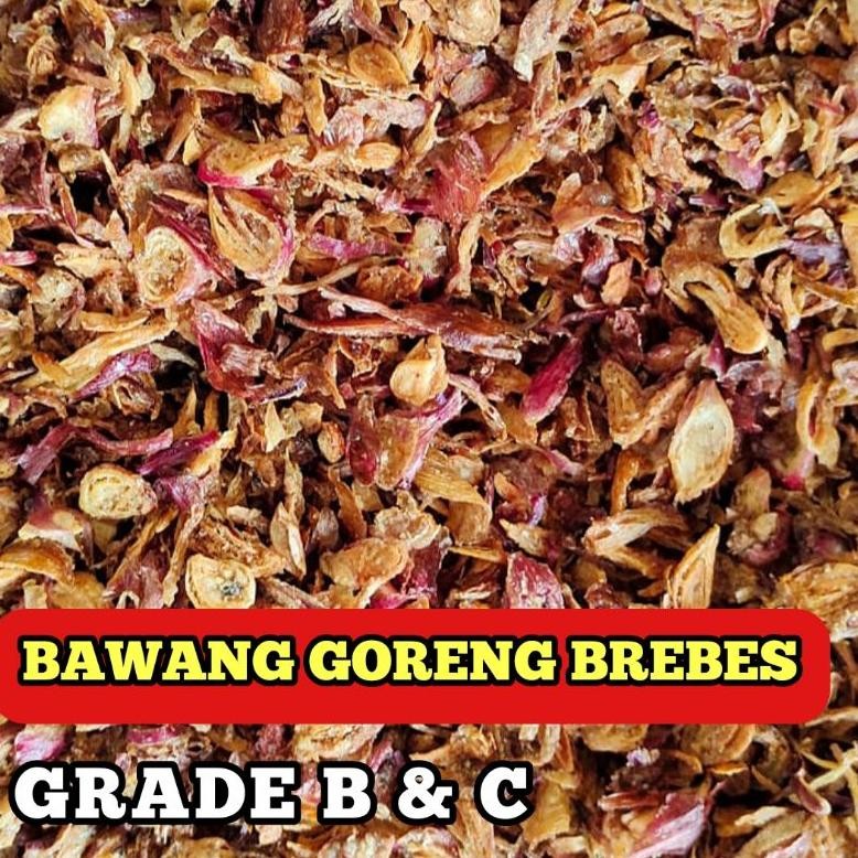 

BAWANG GORENG BREBES 1 KG GRADE B DAN GRADE C / BAWANG MERAH GORENG / BRAMBANG GORENG Nugi