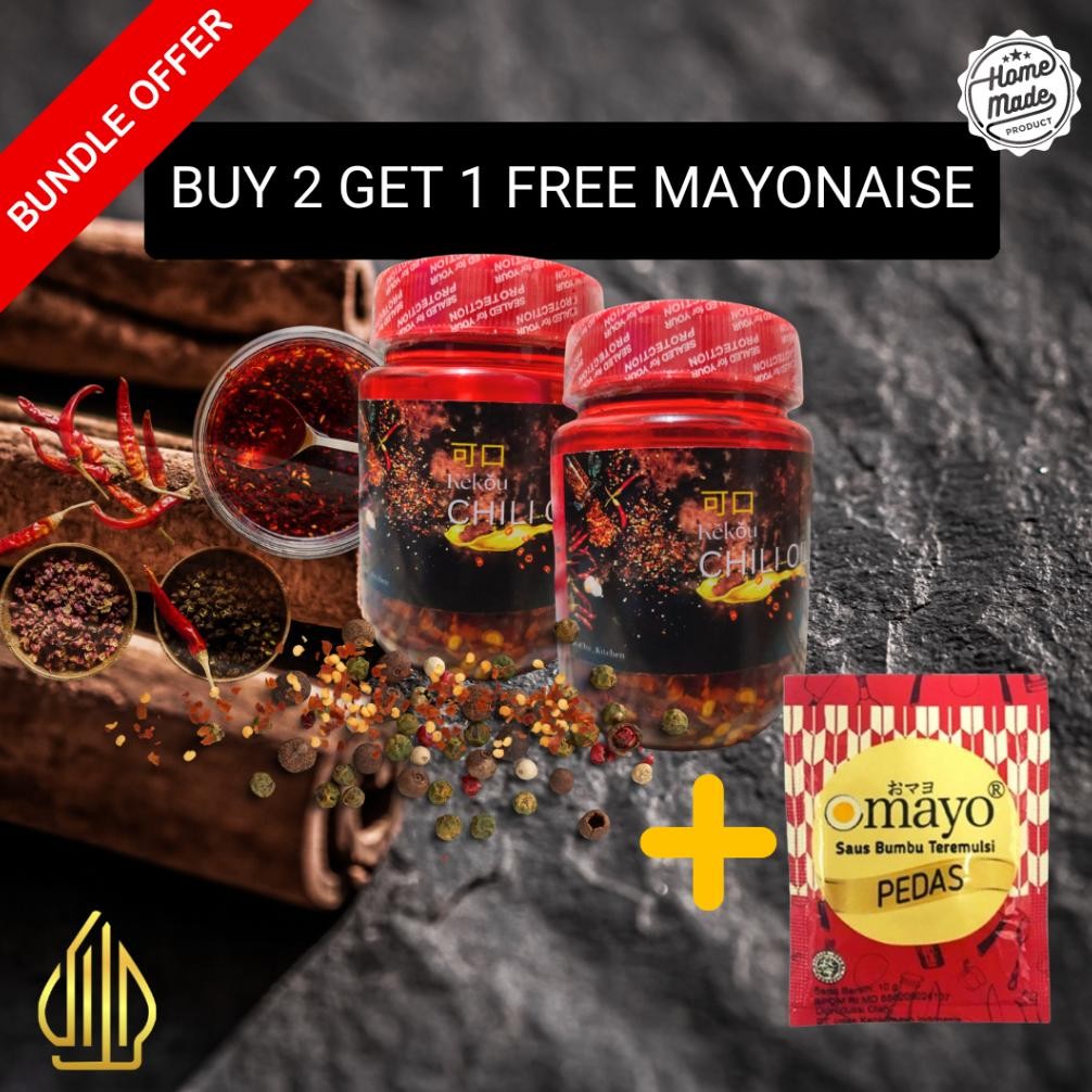 

PAKET 2 CHILI OIL + 1 MAYO SACHET/ PROMO CHILI OIL HALAL PEDAS TERMURAH 200 ML Nugi