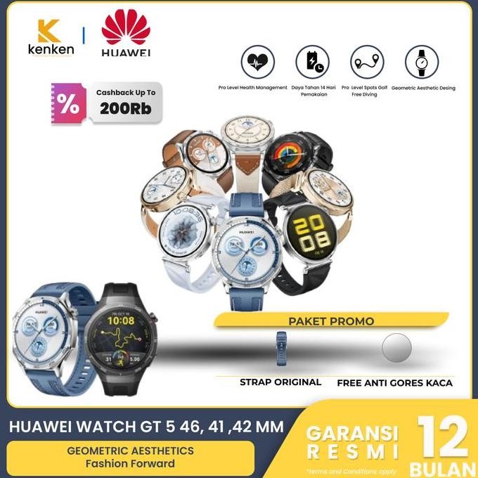 Huawei Watch GT 5  GT5 Smartwatch Garansi Resmi Huawei indonesia White 41 MM Black 46 mm blue 46 mm