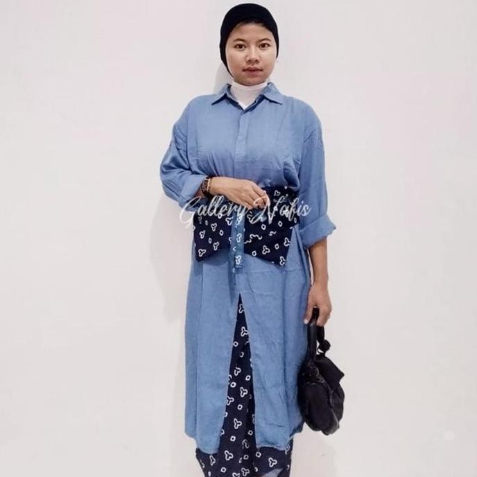 Baru Setelan Baju Tunik Rayon Twill + Rok Lilit Obi Belt - Dahayu Wanita Batik Jumputan