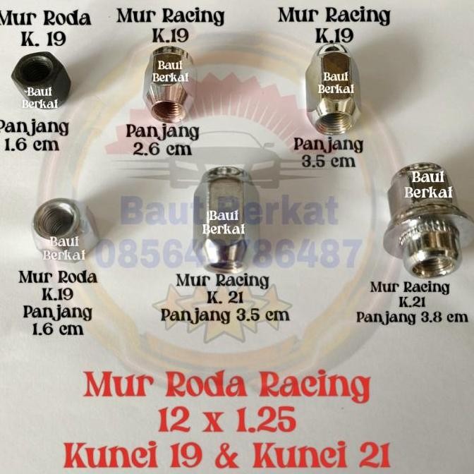 mur roda 12x1.25 kunci 21 mur roda racing 12x1.25 kunci 21 kunci 19 HEMAT