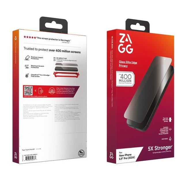 Zagg Tempered Glass Elite Privacy Compatible For Iphone 16 Pro Max / 16 Pro - Screen Protector