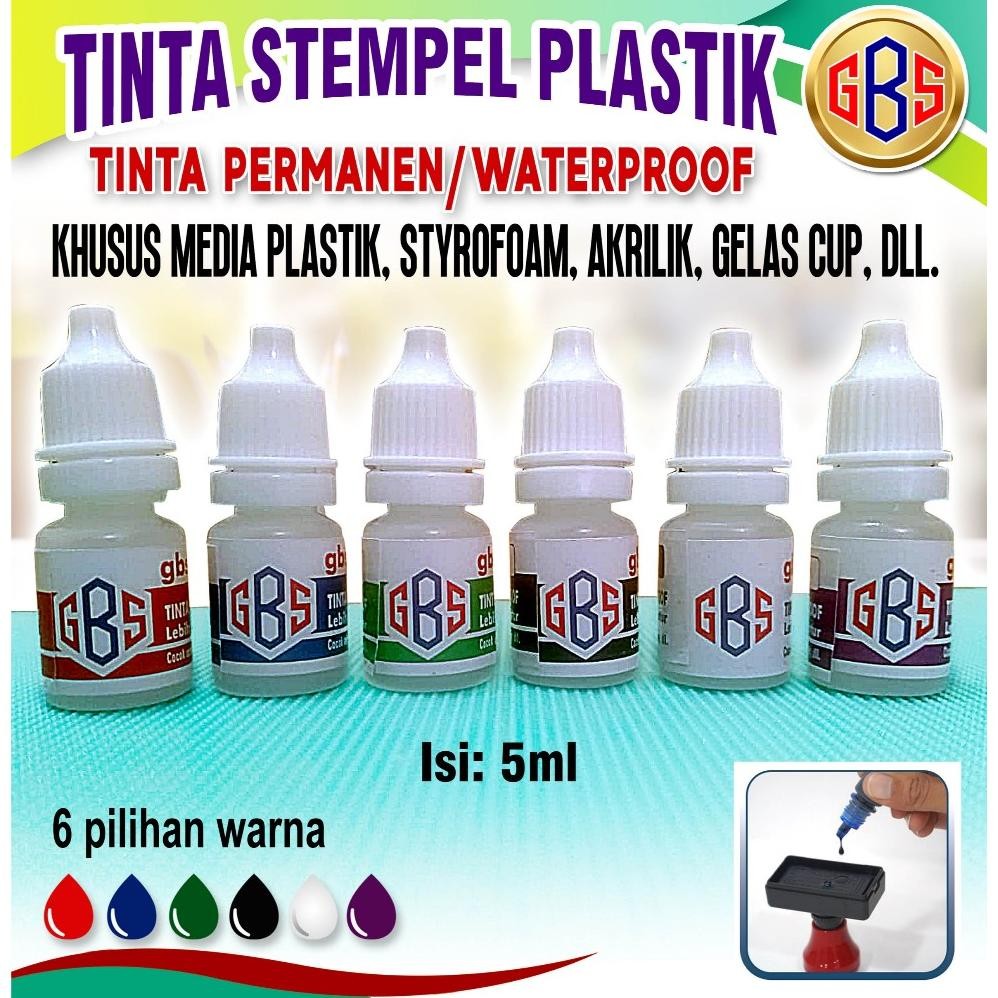 

Tinta stempel plastik | Tinta permanen waterproof isi: 5ml RB3