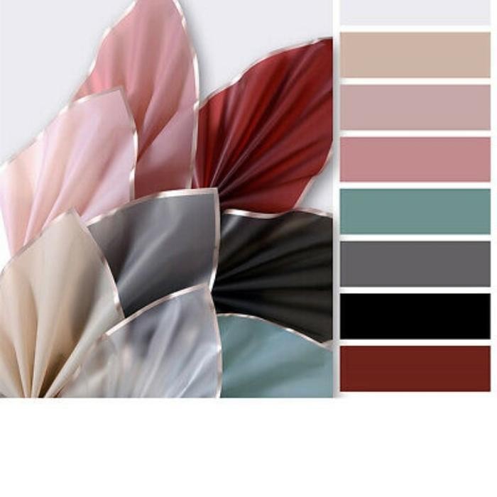 

Bis (5 Lembar) Kertas Buket Bunga Gold Line Dan Polos Full Color Cellophane Sintetis Plastik Flower Multicoloured