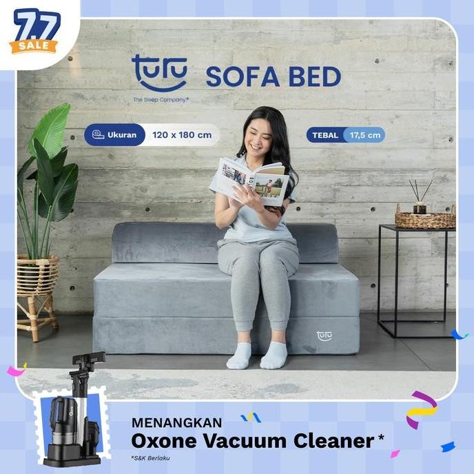 TURU Sofa Bed 2in1 Uk. 120x180 TURU Minimalis Grey / Trifold Kasur Sofa