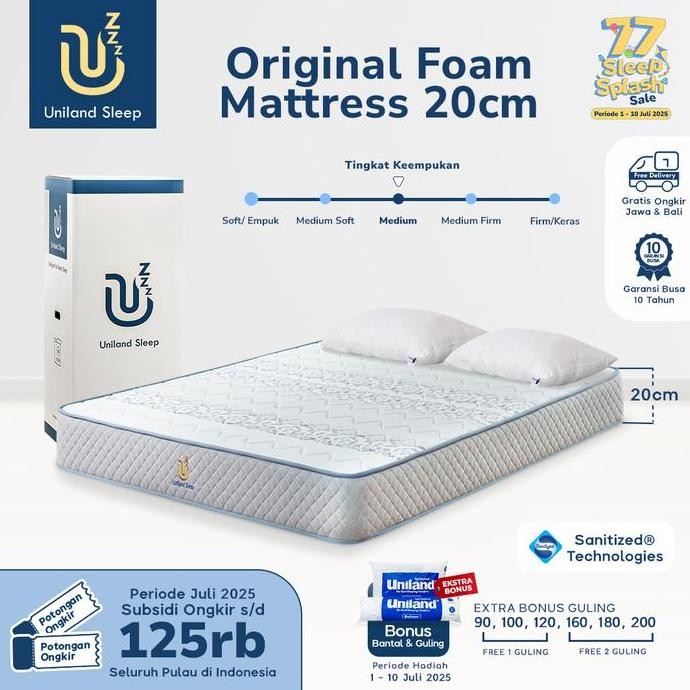 Kasur Busa Uniland Sleep Original 20cm Foam Mattress Box FREE BANTAL
