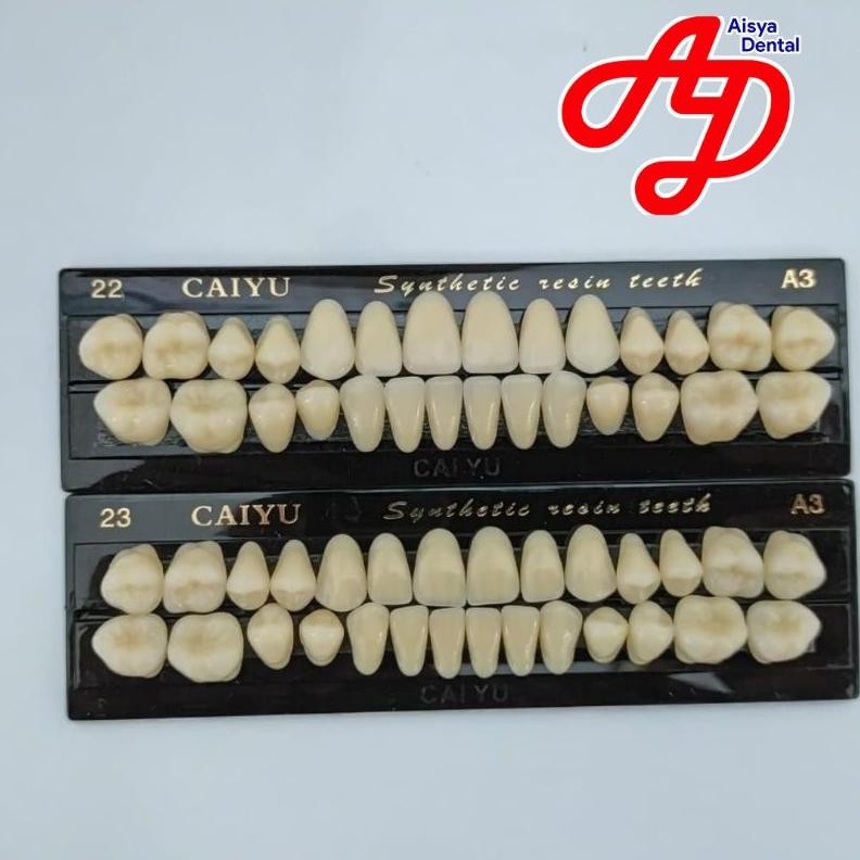 1 set gigi palsu caiyu atas bawah/gigi palsu fulset 28 butir atas bawah Nugi