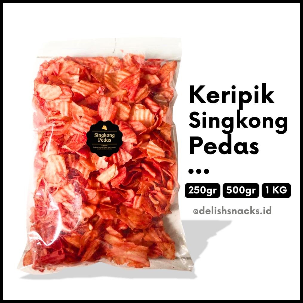 

READY STOCK [DELISH SNACKS] Keripik Singkong Pedas (Grosir) 250gr 500gr 1 KG / Snack Cemilan Grosiran Kiloan