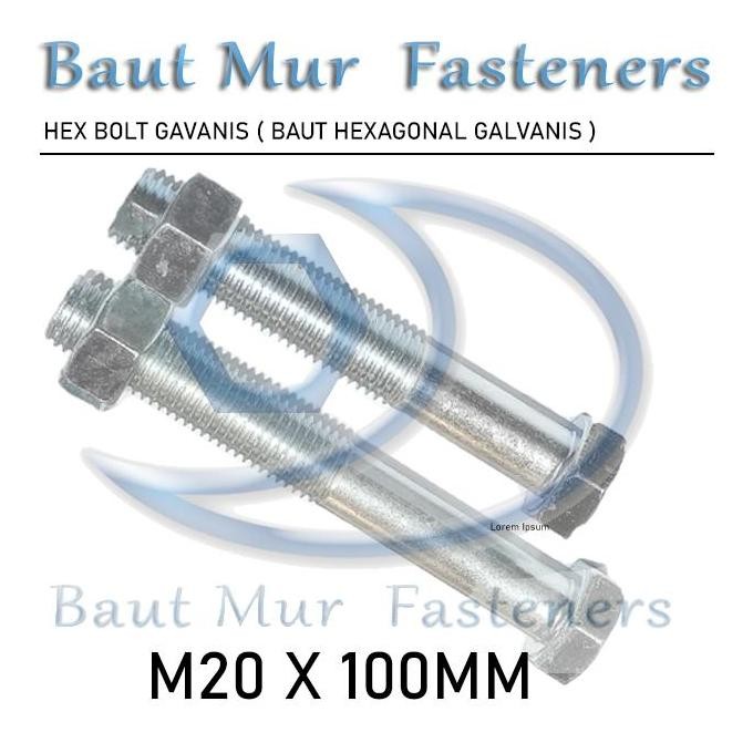 baut mur m20 x 100 / bmp m20 x 100 galvanis / bmp m20 x 100mm RESTOCK