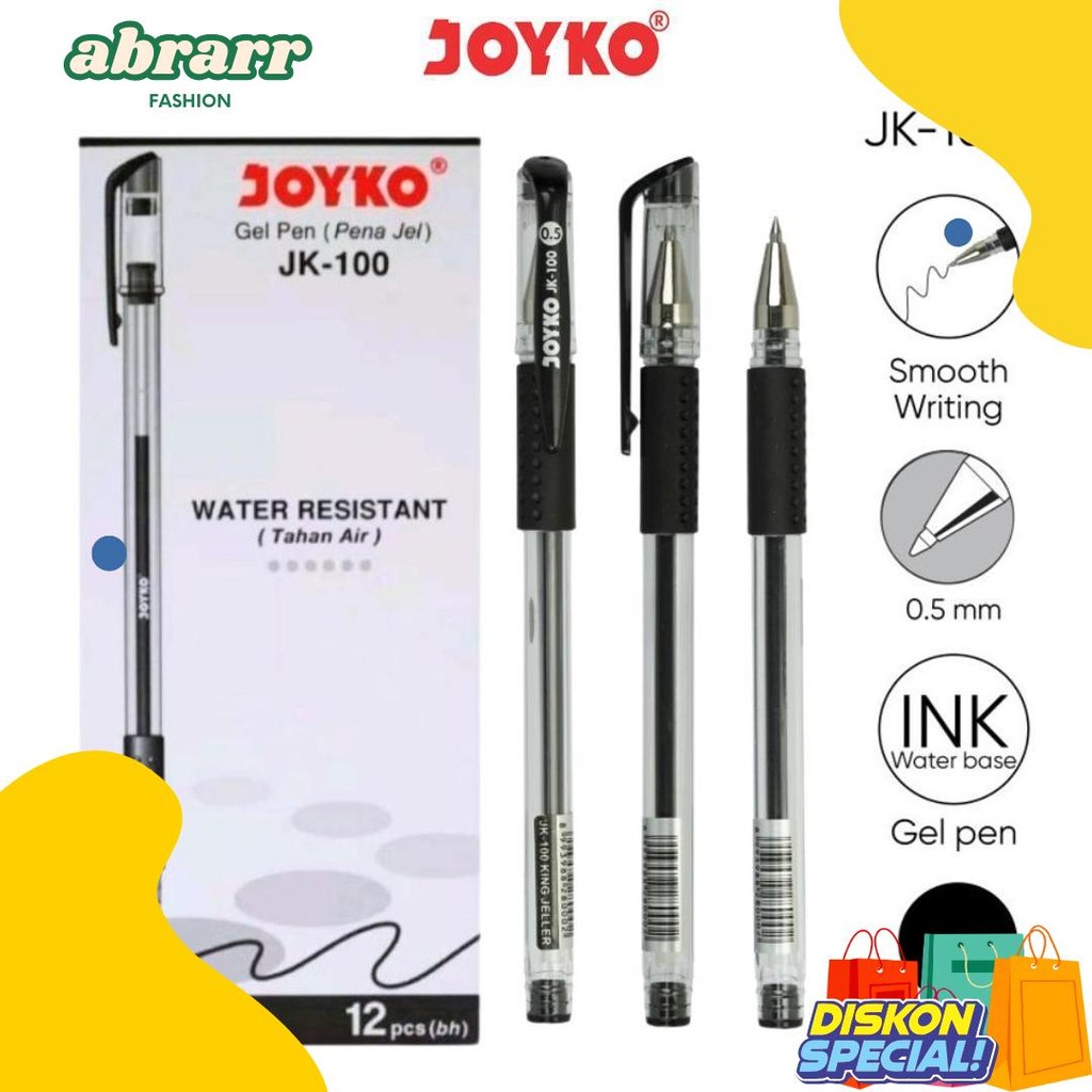 

Pulpen Gel Joyko Tahan Air 0.5M Jk - 100 ( 1 Pack Isi 12 Pcs) Diskon Setengah Harga