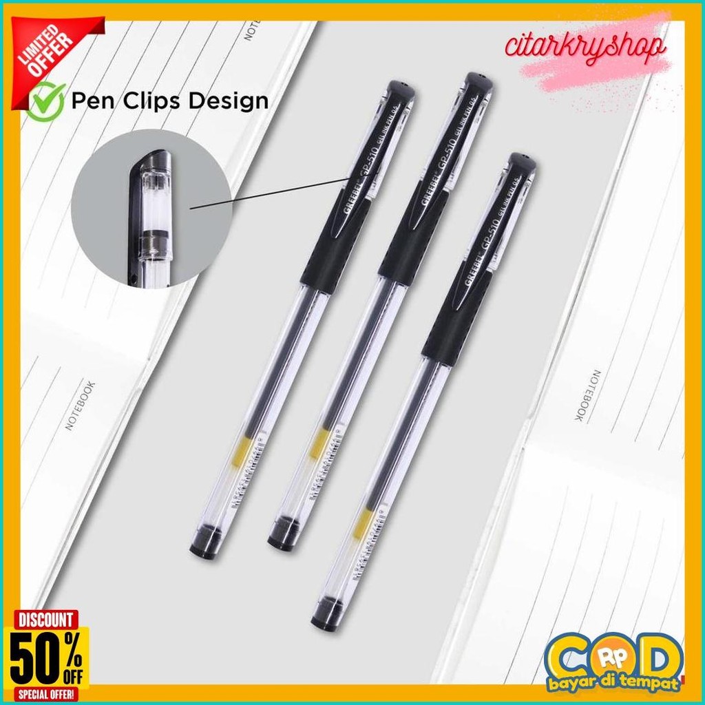

Greebel Pulpen Gel / Gel Pen Gp- 510 Primary 0.5 Hitam (6Pcs/Set) Ballpen Gel Ballpoint Bolpen Bolpoin Pena Gel Terlengkap Dan Termurah