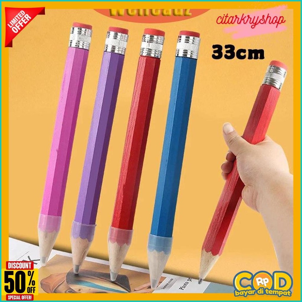 

Pensil Jumbo Besar 33Cm Mainan Pencil / Pensil Jumbo Hiasan Photo Kado Alat Tulis Anak-Anak Terlaris! Produk Ini Banyak Dicari