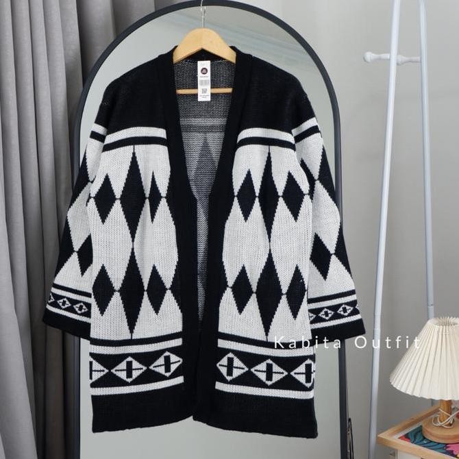 OKS Kimono Draken Cardigan Rajut Oversize Pria