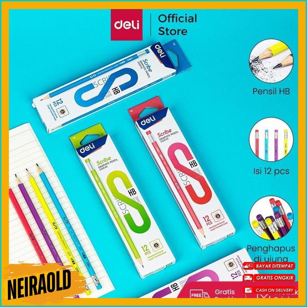 

Deli Pensil Hb / Graphite Pencil Isi 12 Dengan Penghapus Eu50800 Diskon Setengah Harga