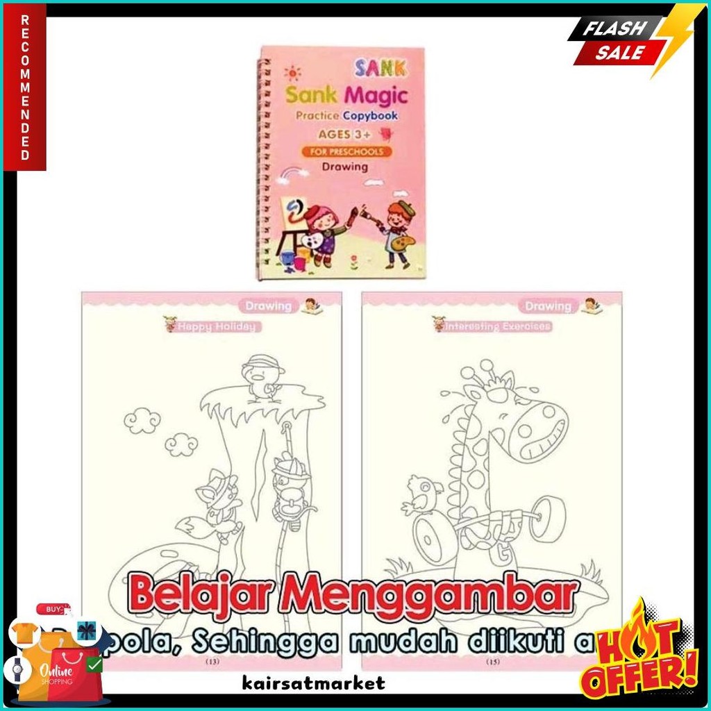 

Buku Ajaib Sank Magic Book | 1 Set Isi 4 Buku + 1 Pulpen + 5 Refill + 1 Holder | Buku Ajaib Belajar Menulis Menggambar Berhitung Diskon Setengah Harga
