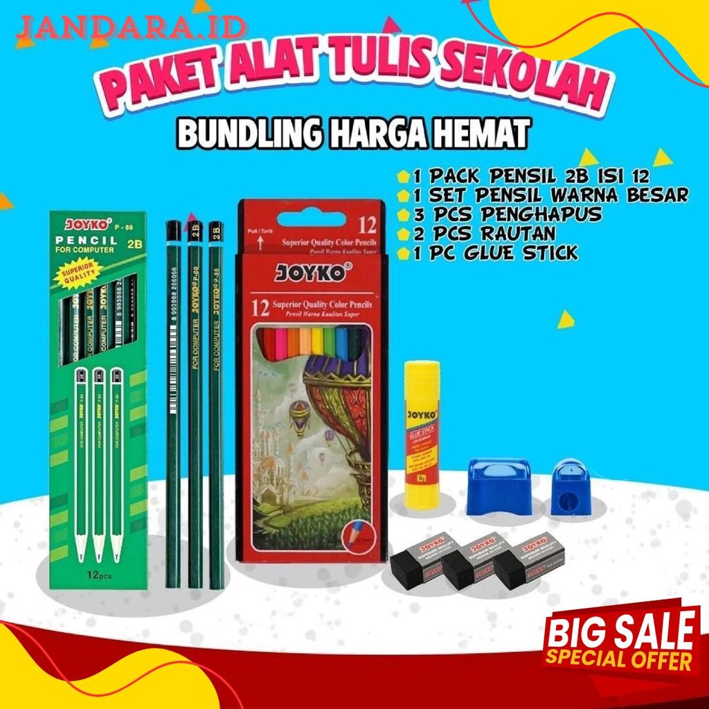 

Paket Alat Tulis Sekolah Pintar /Paket Atk Sekolah Hemat Lengkap Joyko Diskon