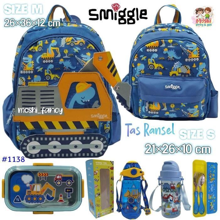 LW Tas Ransel Smiggle Mobil Kontruksi/ Tas Gendong Sekolah Anak Laki-Laki Boy / Backpack School Boy 