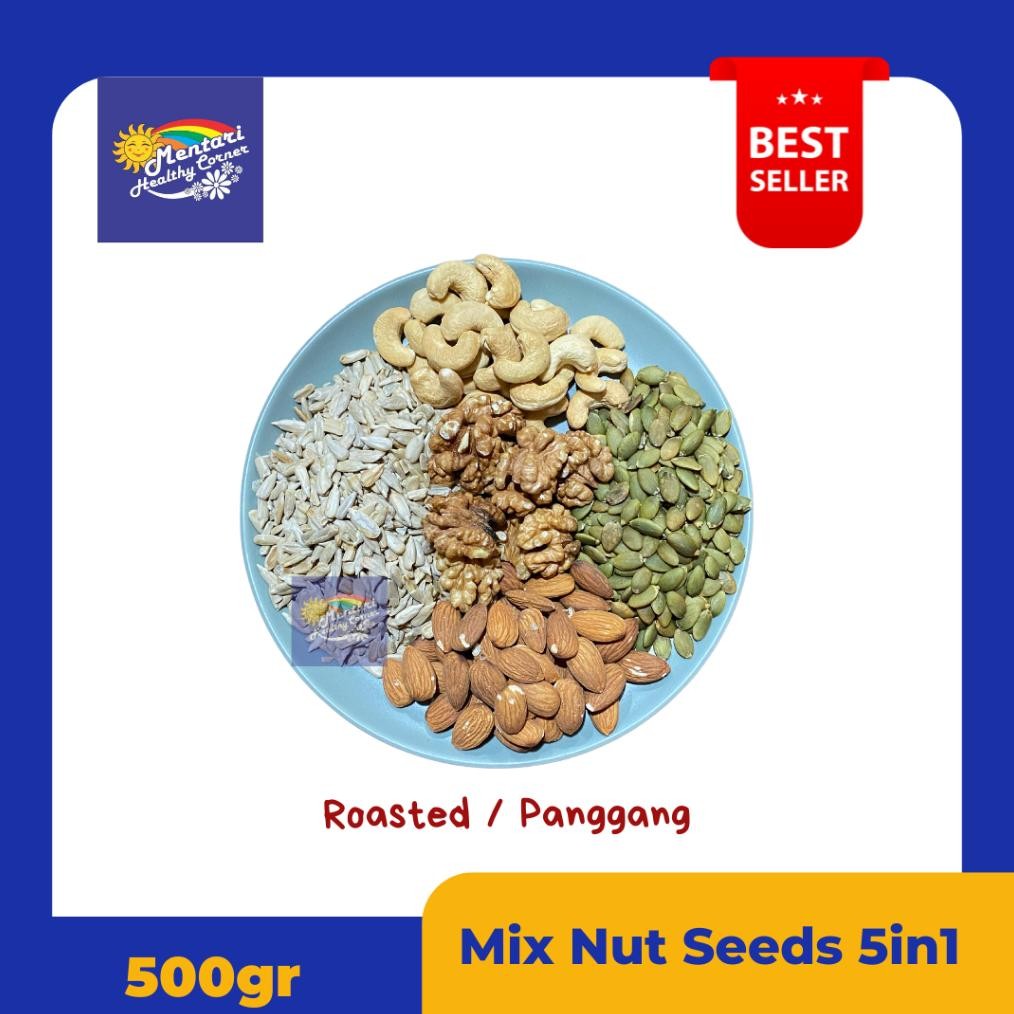 

Roasted Mix Nut Seed 5in1 - 500gr Panggang Kacang dan Biji 5in1 - 500gram
