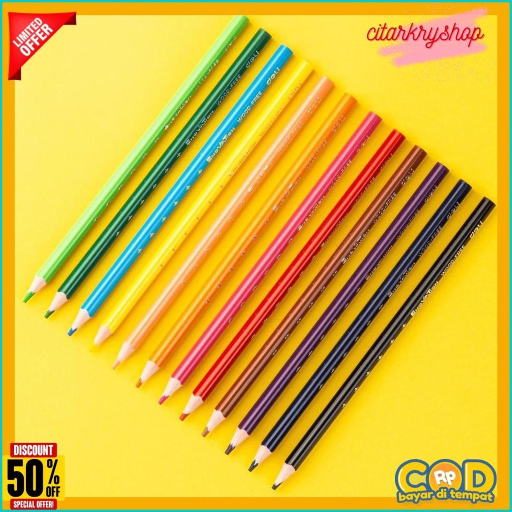 

Deli Pensil Warna / Colored Pensil 12 24 Warna Sangat Terang Ec112 Diskon