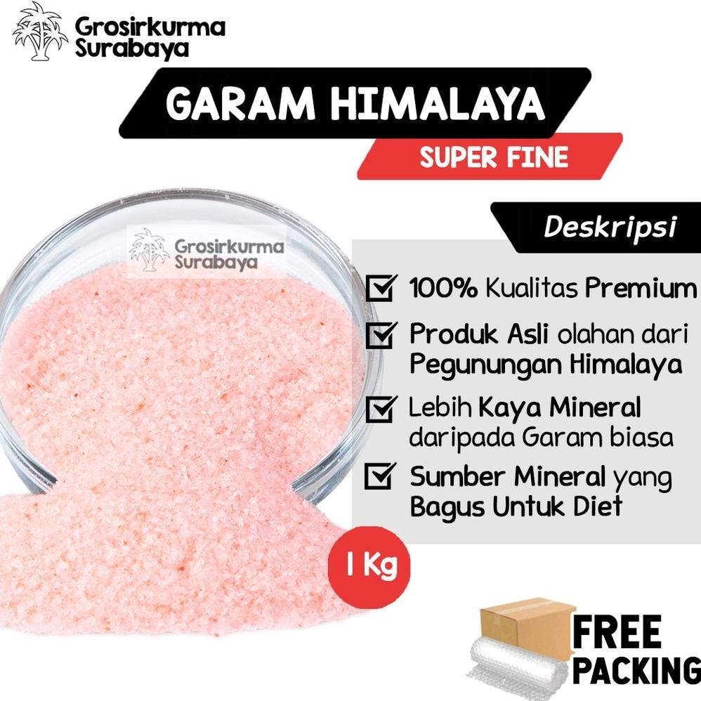 

New! GARAM HIMALAYA PREMIUM 1KG Organic Lebih Kaya Nutrisi Pink Rock Himalayan Salt Natural Rempah Alami .,