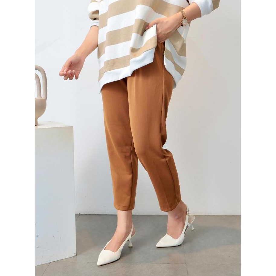 Celana Wanita Kekinian Pinggang Karet Scuba Jumbo Oliver Terbaru - Bawahan Panjang Casual