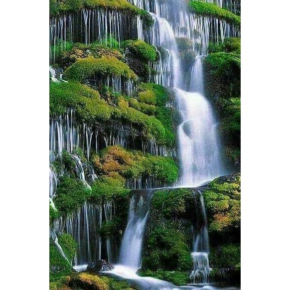 HIASAN LUKISAN CETAK JUMBO LINK LUNG99 PEMANDANGAN ALAM ASRI/POSTER AIR TERJUN / Ukuran50X100 cm/ Pr