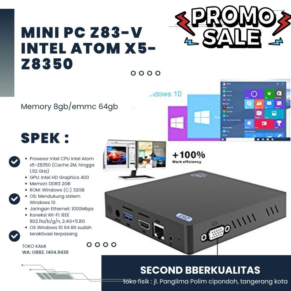 Terlaris Mini Pc Z83-V Intel Atom X5-28350 Ram 8Gg/Sandisk 64Gb