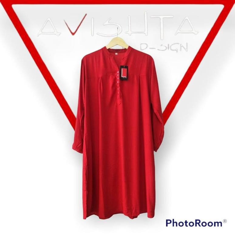 Flash Sale Tunik polos rayon merah cabe Tunik katun rayon Tunik polos jumbo lasenta by avishta d-sig