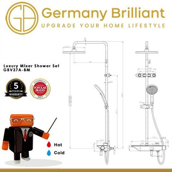 Germany Brilliant Shower Tiang / Column Set Panas Dingin Gbv37A-Bm