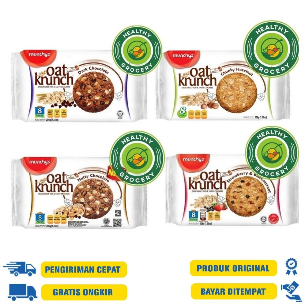 

Oat Krunch Munchys 208 Gram - Nutt Chocolate | Hazelnut | Strawberry & Blaccurrant | Dark Chocolate Nugi