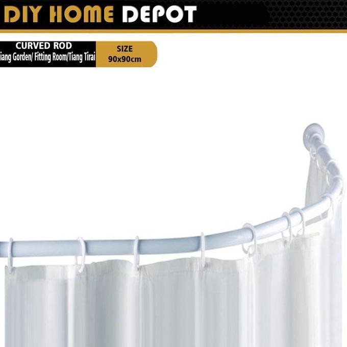 Terlaris Diy Tiang Rail Melengkung Curved Shower Rod 90X90Cm Alumunium Anti Karat Untuk Tirai Kamar 