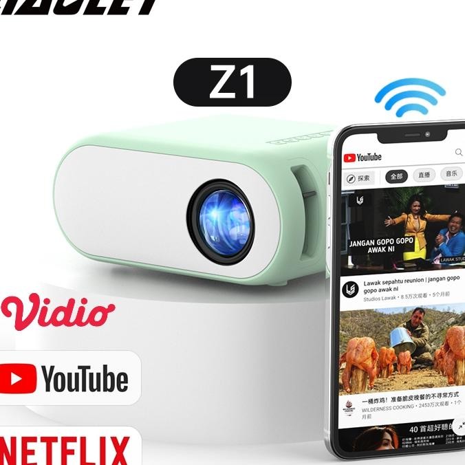 Qiaolet Z1 Proyektor Mini 2600 Lumens Ailay Projector Support 10P Konek Laptop Android Smart Proyekt